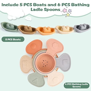 Colorful Bath Toys Floating Boats Train Set for Toddlers