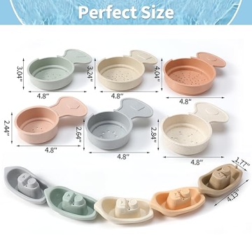 Colorful Bath Toys Floating Boats Train Set for Toddlers