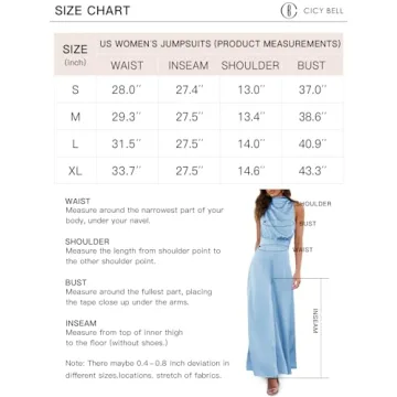 Cicy Bell Women's Dressy Casual Satin Jumpsuits Sleeveless Wide Leg Mock Neck Pleated Open Back Long Pants Rompers