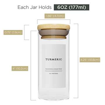 Stylish 10 Pack Bamboo Spice Jars for Kitchen Organization