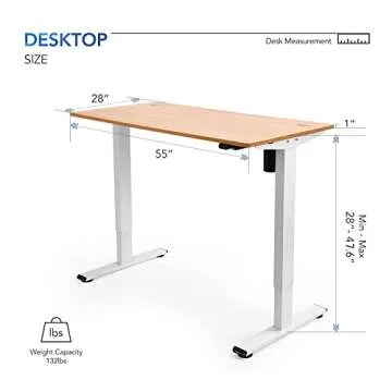 FLEXISPOT Electric Standing Desk 55 x 28 Inches, Height Adjustable Desk Sit Stand Up Desk with Whole-Piece Desk Board Home Office Desks Vici (White Frame + Maple Top)