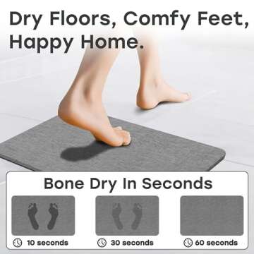 Ecologician XL Stone Bath MAT Super Absorbent Set - 100% Pure Diatomaceous Earth Bath Mat Large Set of 3 Quick Drying, Non-Slip & Easy to Clean Stone Bath Mat Large (31.5" x 19.7")