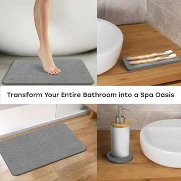 Ecologician XL Stone Bath MAT Super Absorbent Set - 100% Pure Diatomaceous Earth Bath Mat Large Set of 3 Quick Drying, Non-Slip & Easy to Clean Stone Bath Mat Large (31.5" x 19.7")