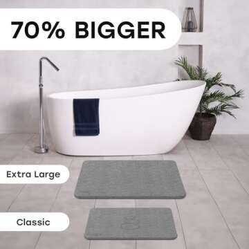 Ecologician XL Stone Bath MAT Super Absorbent Set - 100% Pure Diatomaceous Earth Bath Mat Large Set of 3 Quick Drying, Non-Slip & Easy to Clean Stone Bath Mat Large (31.5" x 19.7")