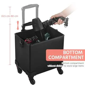 Yaheetech 4 in 1 Professional Makeup Train Case Aluminum Cosmetic Case Rolling Makeup Case Extra Large Trolley Makeup Travel Organizer, with 360° Swivel Wheels, Black