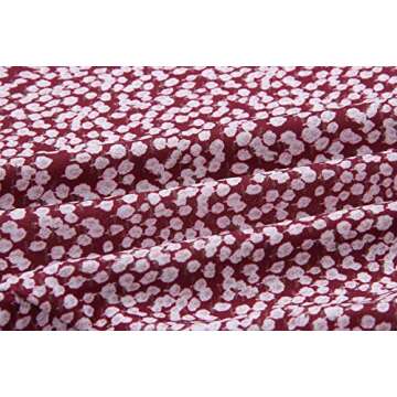 Hibluco Women's Casual Printed Asymmetrical Ruffles Tie up High Waist Short Skirt Wine Red