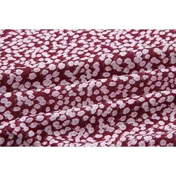 Hibluco Women's Casual Printed Asymmetrical Ruffles Tie up High Waist Short Skirt Wine Red