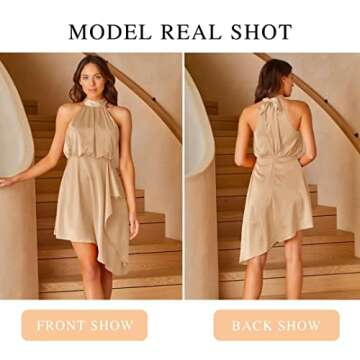 Yazinie Wedding Guest Dresses for Women,Formal Dresses for Women,Cocktail Dress,Halter Dress, Satin Dress for Women