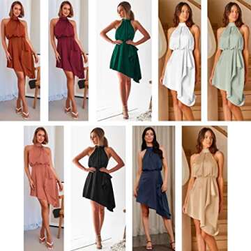 Yazinie Wedding Guest Dresses for Women,Formal Dresses for Women,Cocktail Dress,Halter Dress, Satin Dress for Women