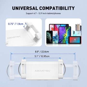 AboveTEK Kindle Tablet Pillow Stand, iPad Pillow Holder for Lap with Soft Bean Bag, Multiple Angles Adjustable iPad Bed Holder Fits 4.7 to 12.9 Inch Kindle/Tablet/Phone for Sofa, Chair, Ground - Gray