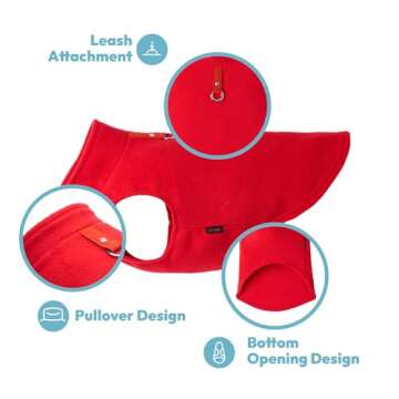 Gooby - Fleece Vest, Small Dog Pullover Fleece Jacket with Leash Ring, Blue, Medium