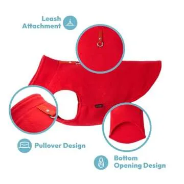 Gooby - Fleece Vest, Small Dog Pullover Fleece Jacket with Leash Ring, Blue, Medium