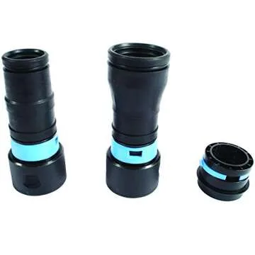 Cen-Tec Systems 94192 Quick Click 16 Ft. Hose for Home and Shop Vacuums with Multi-Brand Power Tool Adapter for Dust Collection Silver