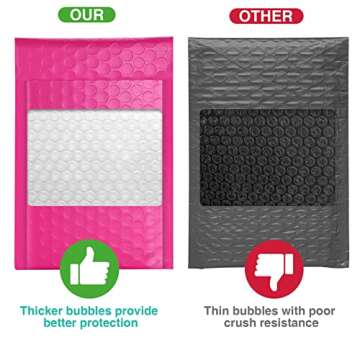Metronic 4x8 Inch 50Pack Bubble Mailer, Pink Bubble Mailers, Waterproof Padded Envelopes, Self Seal Adhesion Bubble Envelopes, Cushioning Padded Mailers for Jewelry, Bubble Mailers Usable Size 4x7