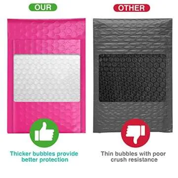 Metronic 4x8 Inch 50Pack Bubble Mailer, Pink Bubble Mailers, Waterproof Padded Envelopes, Self Seal Adhesion Bubble Envelopes, Cushioning Padded Mailers for Jewelry, Bubble Mailers Usable Size 4x7