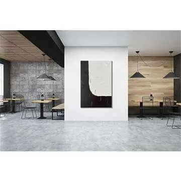 zoinart Large Black and White Canvas Wall Art 30x45 Inches Handmade Minimalism Abstract Wall Paintings Vertical Textured Artwork Modern Contemporary Art for Home Decorations Ready to Hang