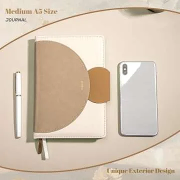 CAGIE Lined Journals for Writing Leather Journal for Women with Buckle Closure 100 GSM, 5.9"x8.5", Brown