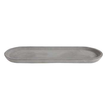 Bloomingville Decorative Cement Oval Tray, 15.25" x 5"