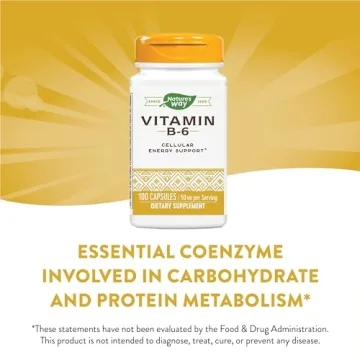 Nature's Way Vitamin B-6 Supplement, Cellular Energy Support*, 50mg per Serving, 100 Capsules