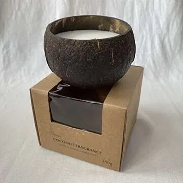 Coconut Bowl Candle – 14oz Premium Soy – Wood Wicked Coconut Scented Candle – Natural Coconut Shell – Eco Friendly – Ideal for Home and Beach Décor – Aromatherapy Candle