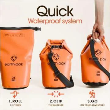 Earth Pak Waterproof Dry Bag - Roll Top Waterproof Backpack Sack Keeps Gear Dry for Kayak with Waterproof Phone Case