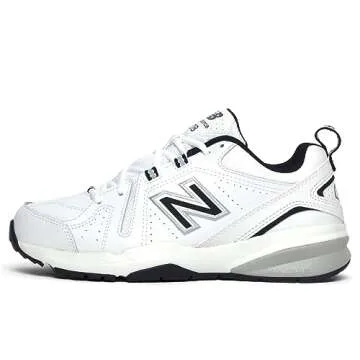 New Balance Men's 608 V5 Casual Comfort Cross Trainer, White/Navy, 10.5 Wide