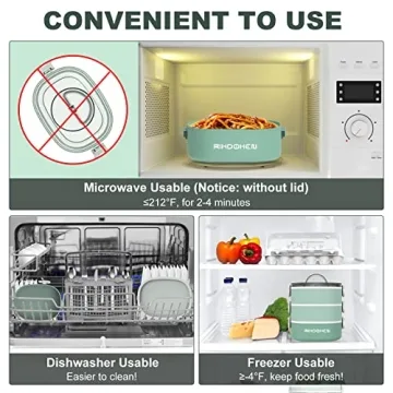 RIKDOKEN Lunch Box - Stackable 3 Layer Leakproof Bento Box