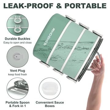 RIKDOKEN Lunch Box - Stackable 3 Layer Leakproof Bento Box