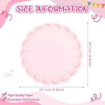 Newtay 30 Pcs Large Scalloped Paper Plates 9.5 Inch Shell Edge Disposable Dinner Plates for Birthday...