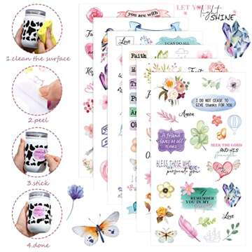 30 Sheets Bible Verse Stickers for Journaling Christian Scrapbook Stickers Inspirational Scripture Faith Seal Crafts Decals(Stylish Style)