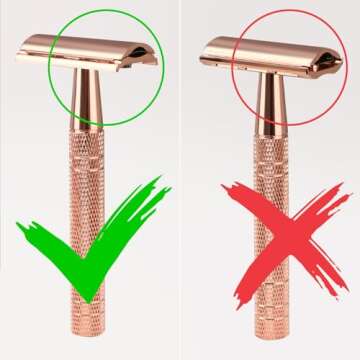 Safety Razor for Women, Single Blade Razors for Women, Reusable Metal Razors Women, Double Edge Safety Razor with 10 Platinum Coated Safety Razor Blades, 1 Blade Manual Razors for Women, Rose Gold