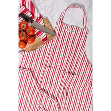 DII Kitchen Collection, Gourmet Chef, Apron, Striped Tomato