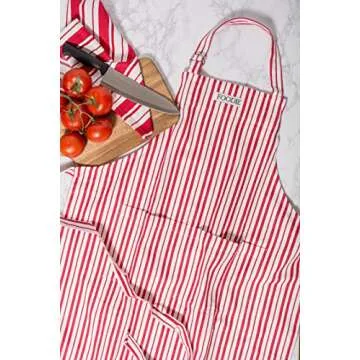 DII Kitchen Collection, Gourmet Chef, Apron, Striped Tomato