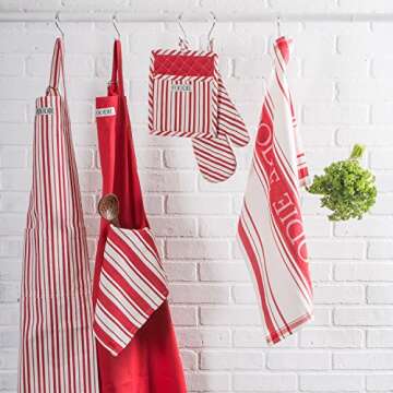 DII Kitchen Collection, Gourmet Chef, Apron, Striped Tomato