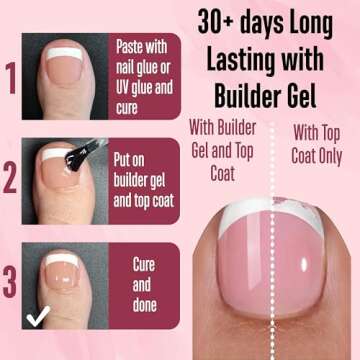 NOVO OVO Fake Toe Nail Tips Press on, French Tip Soft Gel Toenail Extension, ORANGE PINK Square Roun...