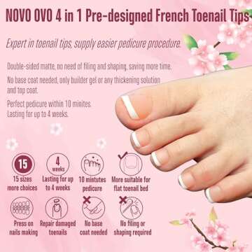 NOVO OVO French Tip Soft Gel Toenail Extension - 360 Pcs