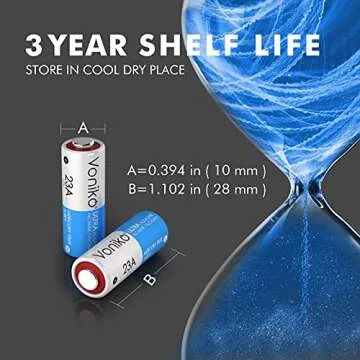 Voniko Alkaline Battery 23A - Ultra 23A Batteries (6-Pack) - Long Lasting 12 Volt A23 Battery for Doorbells and Power Remote