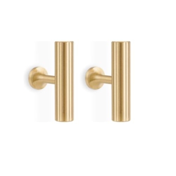 RZDEAL 2pcs Solid Brass Gold Cabinet Pulls, Single Hole T Bar Pulls, 2-Inch Total Length for Kitchen...