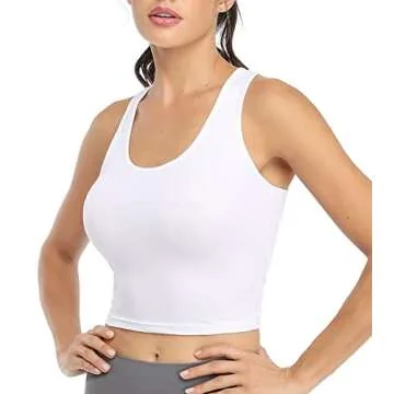Joviren 4-Pack Cotton Workout Crop Tank Tops for Women - Racerback Yoga & Athletic Sports Shirts in Black/White/Grey/Army Green M
