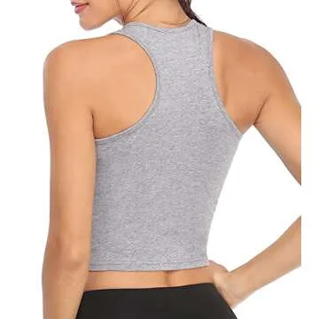 Joviren 4-Pack Cotton Workout Crop Tank Tops for Women - Racerback Yoga & Athletic Sports Shirts in Black/White/Grey/Army Green M