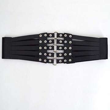 U Scinan Hollow Out Rivets Cinch Belt Tied Corset Elastic Wide Waist Belt Underbust Waistband Mother...