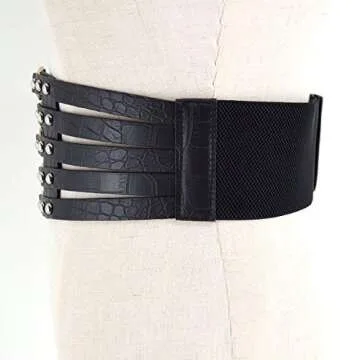 U Scinan Hollow Out Rivets Cinch Belt Tied Corset Elastic Wide Waist Belt Underbust Waistband Mother's Day Gift