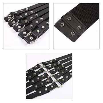 U Scinan Hollow Out Rivets Cinch Belt Tied Corset Elastic Wide Waist Belt Underbust Waistband Mother's Day Gift