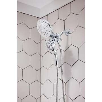 Moen 26009 Tub Faucets and Accessories Magnetix 2.5 GPM Handheld/Rain Shower Head 2-in-1 Combo Featuring Magnetic Docking System, Chrome