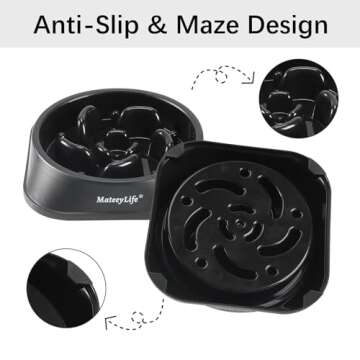 MateeyLife Slow Feeder Dog Bowls, Anti-Choking Puzzle Dog Food Bowls, Non Slip Interactive Dog Feeding Bowls That Slow Down Eating, Bloat Stop Maze Dog Dishes Dog Feeder for Medium Large Breeds Black