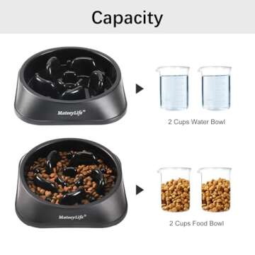 MateeyLife Slow Feeder Dog Bowls, Anti-Choking Puzzle Dog Food Bowls, Non Slip Interactive Dog Feeding Bowls That Slow Down Eating, Bloat Stop Maze Dog Dishes Dog Feeder for Medium Large Breeds Black