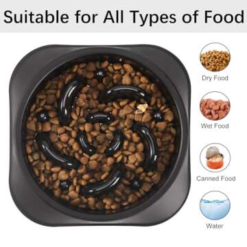 MateeyLife Slow Feeder Dog Bowls, Anti-Choking Puzzle Dog Food Bowls, Non Slip Interactive Dog Feeding Bowls That Slow Down Eating, Bloat Stop Maze Dog Dishes Dog Feeder for Medium Large Breeds Black