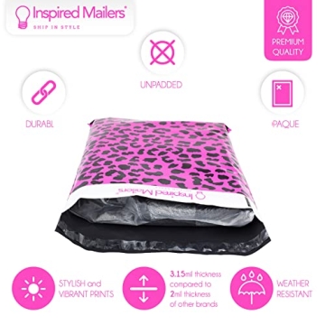 Hot Pink Cheetah Poly Mailers 10x13 - 100 Pack
