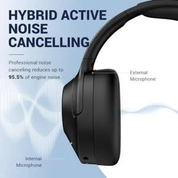 vibeadio Hybrid Active Noise Cancelling Headphones Wireless Over Ear Bluetooth Headphones with Micro...
