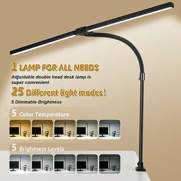MACASA Double Head LED Desk Lamp with Remote Control - Bright and Versatile!